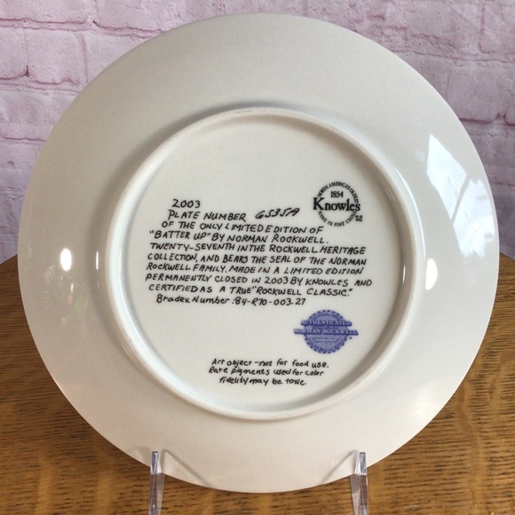Vintage Norman Rockwell “Batter Up” Collector’s Plate - 2003 - Picture 5 of 5